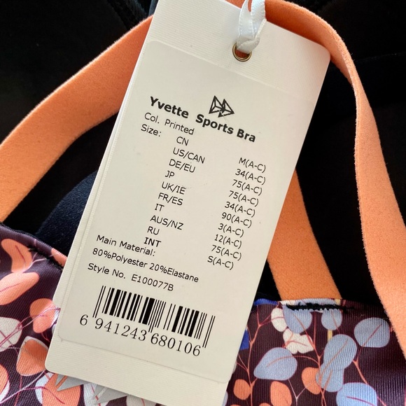 NWT YVETTE sport zippered BRA 34 A/C - Picture 8 of 8